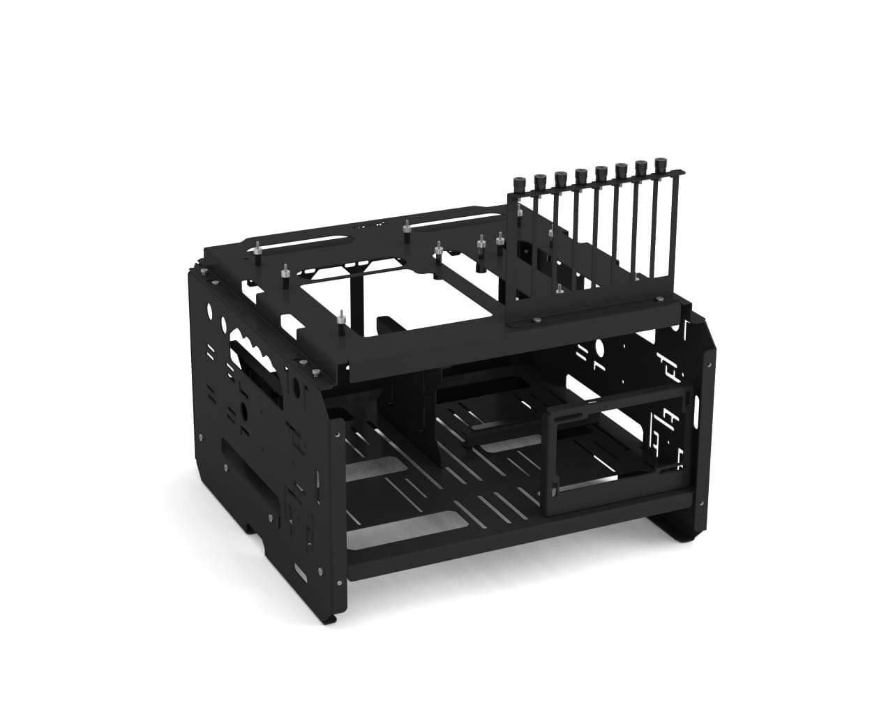 Praxis WetbenchSX Open Air Computer Test Bench - Flat Edition in Black | PC Hardware Testing Station for DIY Builders & Tech Enthusiasts | Perfect for Gaming Rigs, Overclocking & Component Testing