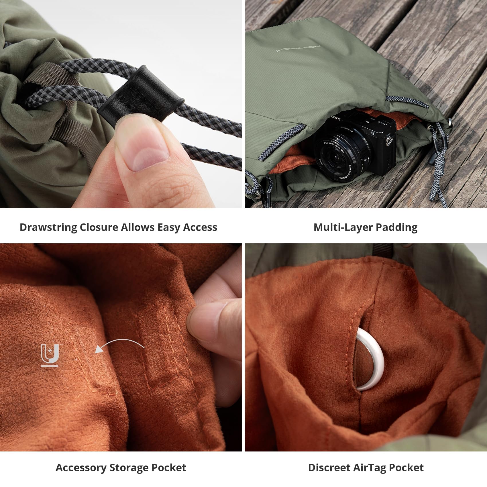 PGYTECH OneGo Drawstring Small Camera Bag - Soft & Cute Camera Pouch for Mirrorless Cameras (Nikon, Canon, Sony, Fujifilm) - Compact DSLR Camera Case for Travel, Hiking & Everyday Use