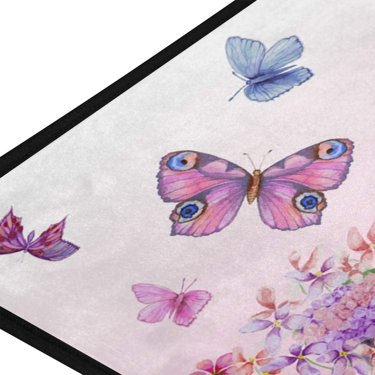 MOYYO Non-Slip Kitchen Mat with Vivid Flowers & Butterflies - Anti-Fatigue Comfort Floor Mat, Oil & Stain Resistant, Easy to Clean - Perfect for Kitchen, Bathroom, Indoor & Outdoor Use