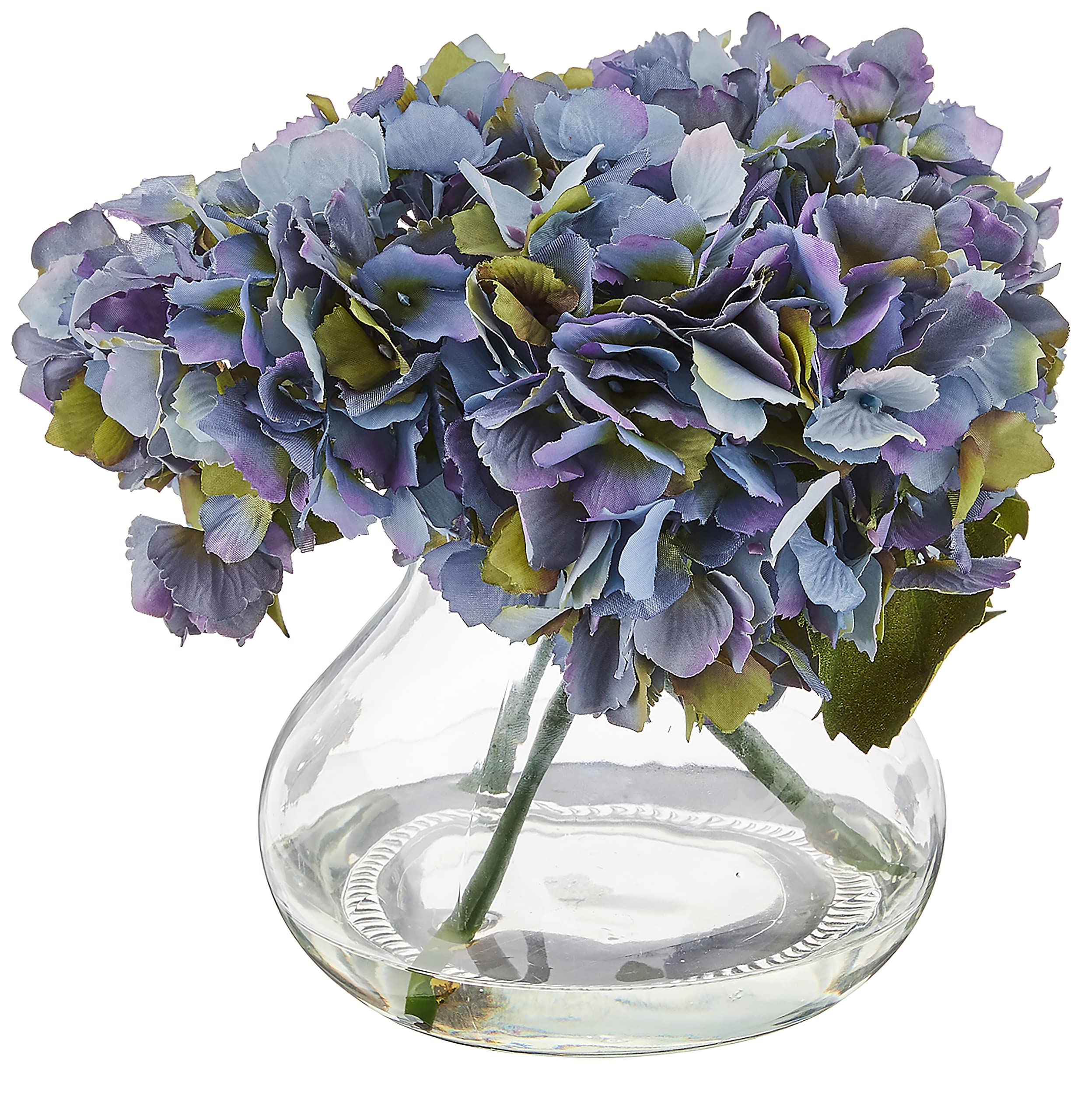Nearly Natural 1356-BL Blue Blooming Hydrangea Silk Flower Arrangement with Vase - Perfect for Home Decor, Wedding Centerpieces & Office Desk Decorations