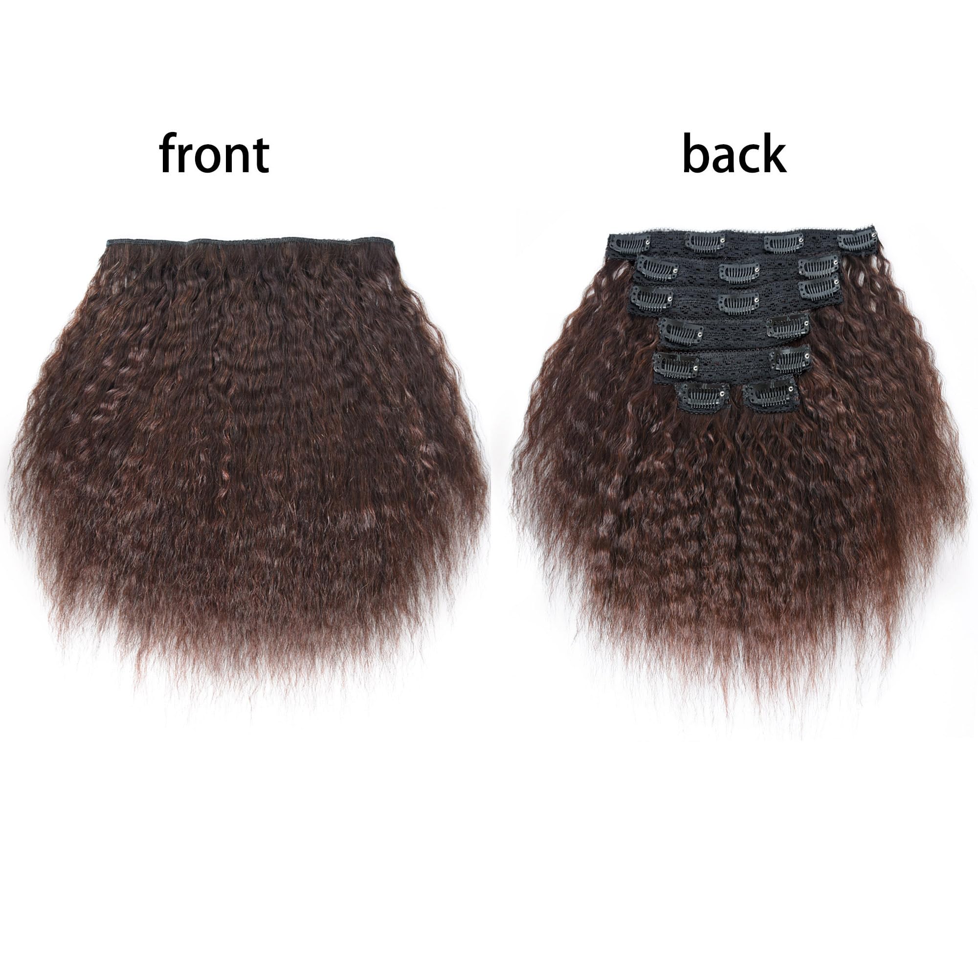 Kinky Straight Human Hair Clip-in Extensions for African American - Virgin Yaki Straight 7-Piece Set (10