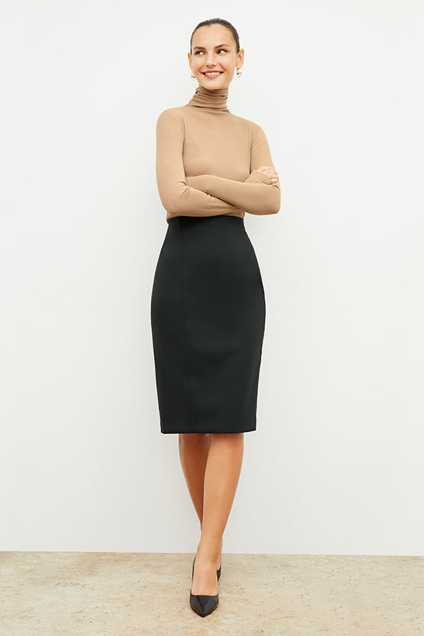 Chantal Skirt - Light Scuba Fabric A-Line Skirt in Forest Green | Women's Casual Wear for Office, Date Night & Spring Outfits