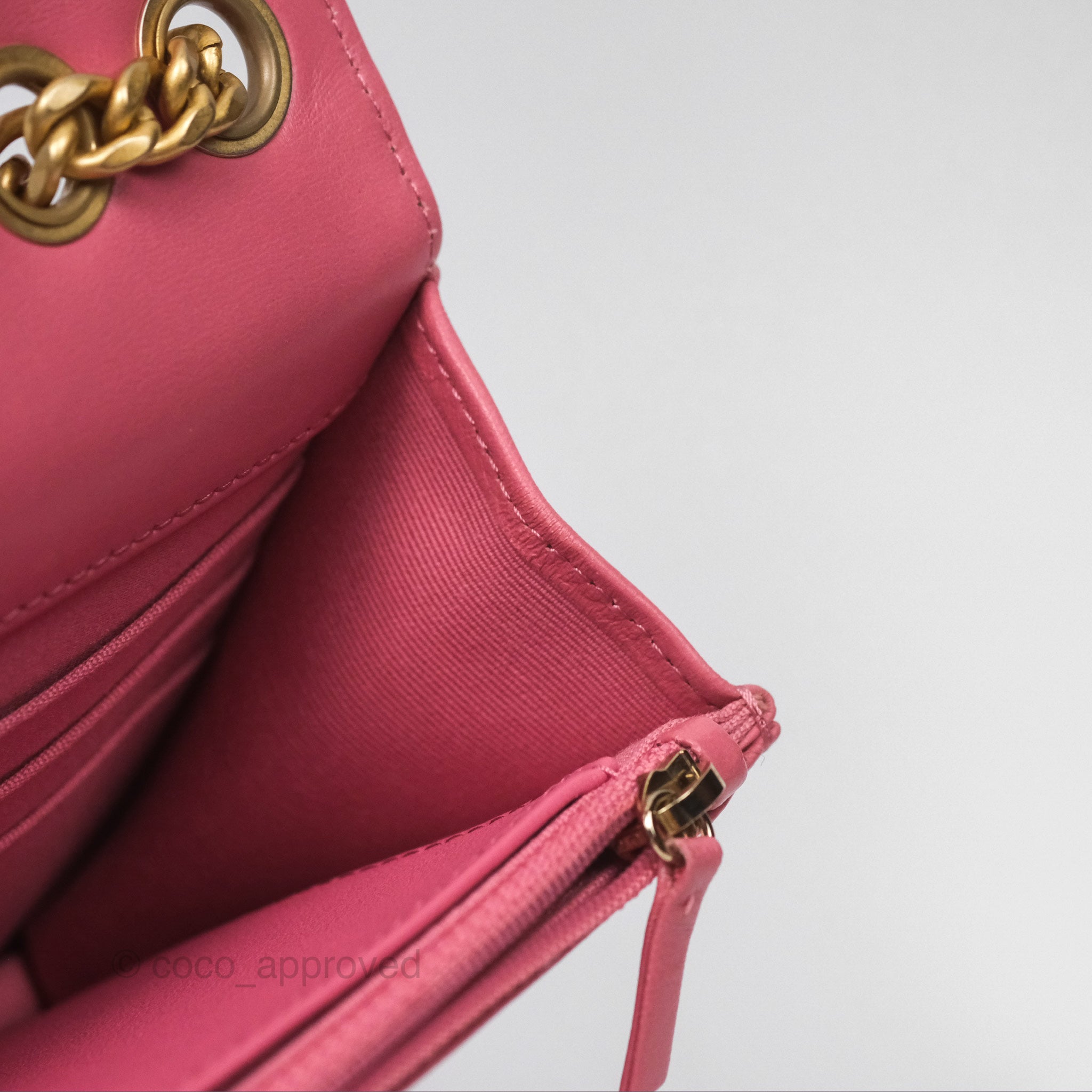 Chanel Quilted Lambskin Pink Adjustable Chain Wallet on Chain WOC - Perfect for Evening Events, Parties, and Daily Luxury Use