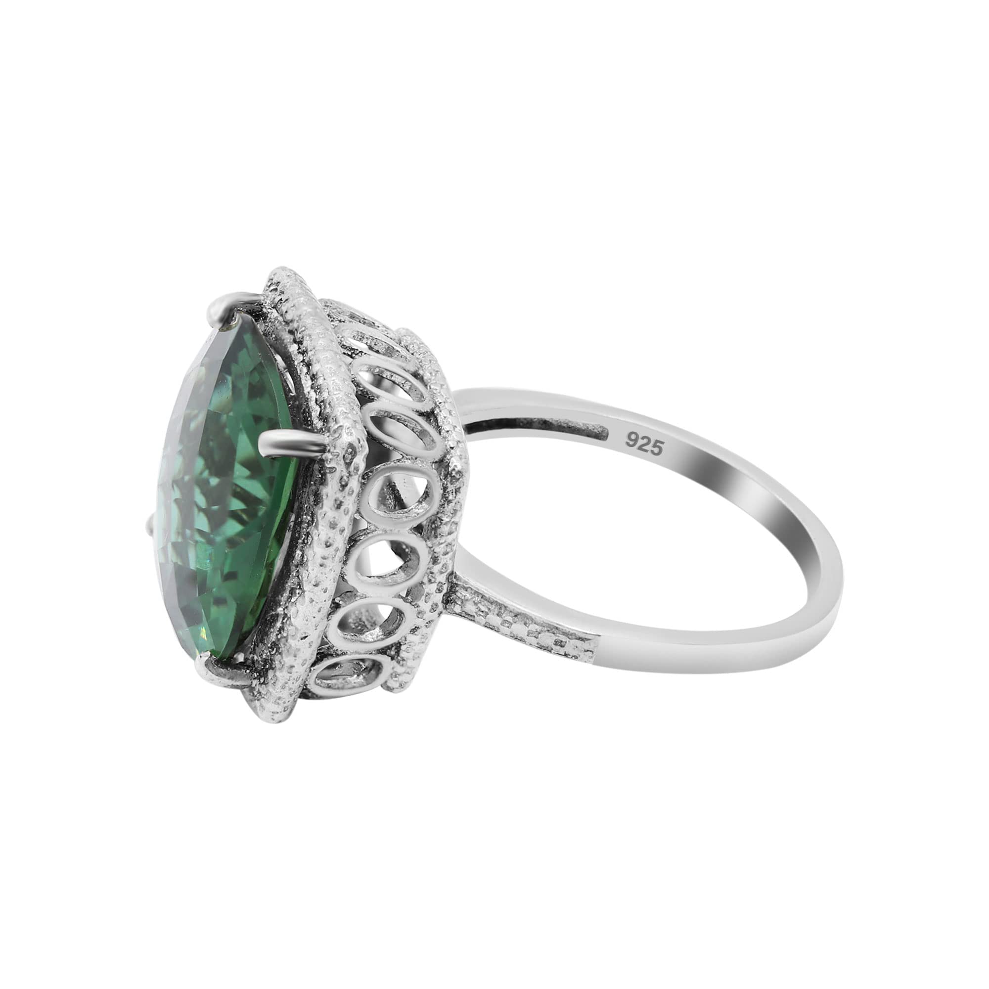 Green Tourmaline Gemstone 925 Sterling Silver Ring - October Birthstone Cushion Cut Statement Ring for Women, Fine Jewelry Gift for Christmas, Birthday & Anniversary - Perfect for Everyday Wear, Special Occasions & Gift Giving