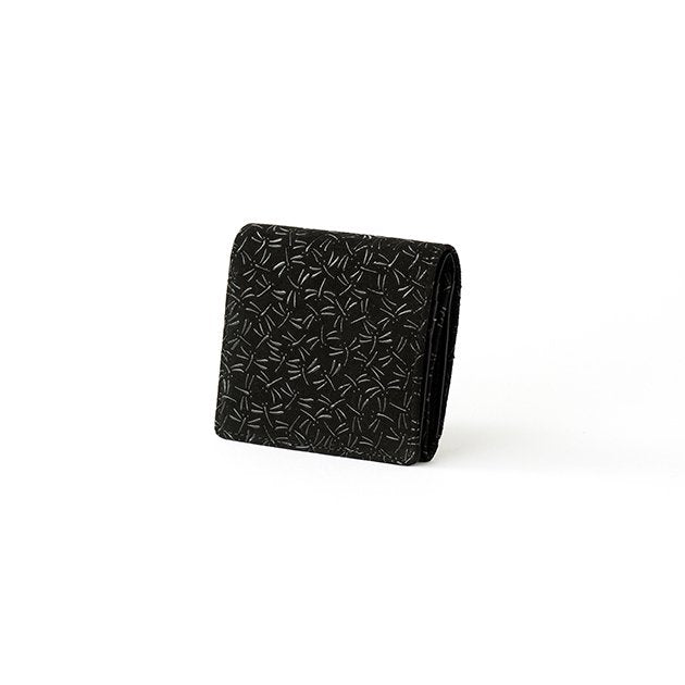 Premium Japanese Deerskin Leather Trifold Wallet with Urushi Lacquer - Dragonfly Gray Black - Handmade in Japan - Perfect for Men's Business & Formal Occasions