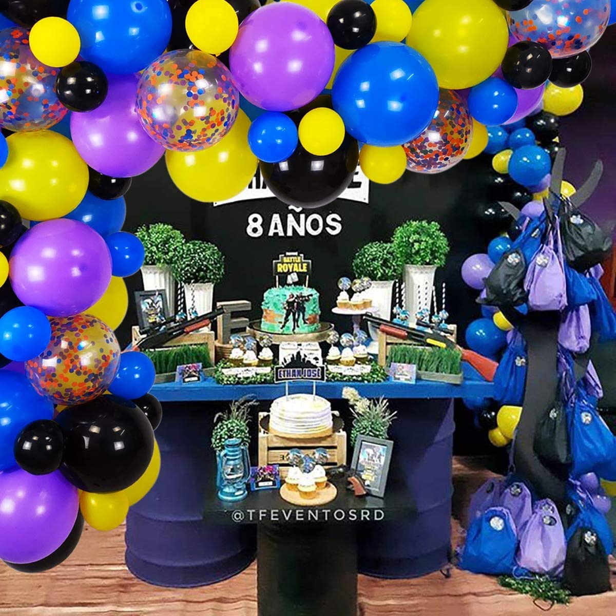 100 Pcs 12 Inch Latex Balloons - Purple, Blue & Black Party Balloons for Video Game Birthday Decorations, Baby Showers & Graduation Celebrations