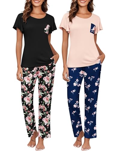 Black Floral+pink Floral