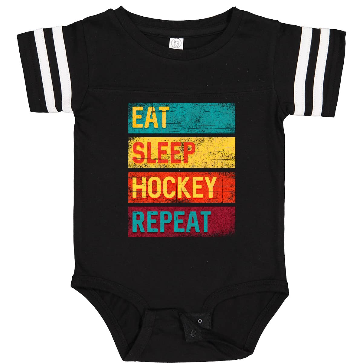 Inktastic Eat Sleep Hockey Repeat Baby Bodysuit - Soft Cotton Infant Onesie for Hockey Fans - Perfect for Game Day, Nursery Photos & Hockey-Themed Gifts