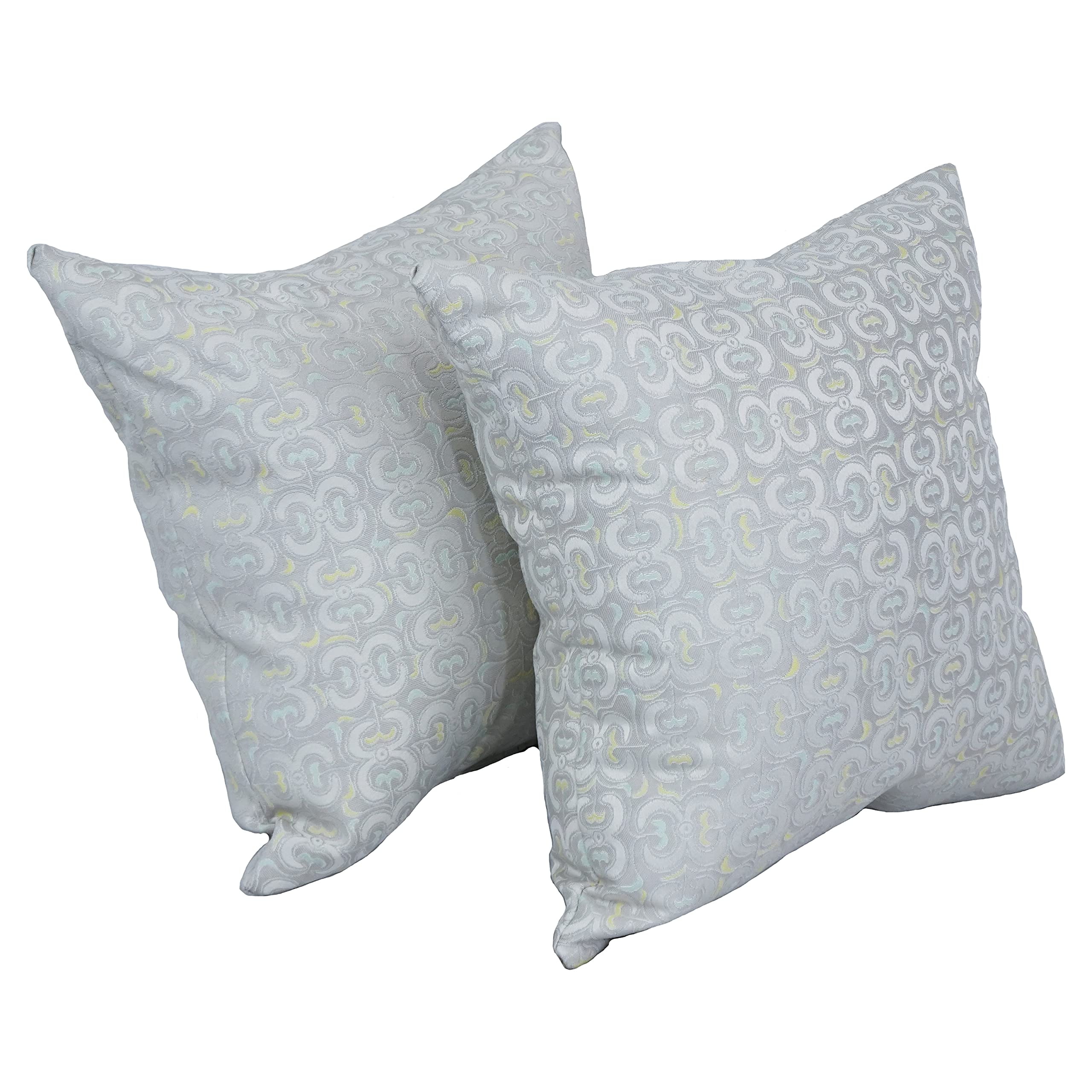 Blazing Needles Square Jacquard Throw Pillows 17 Inch - Set of 2 Decorative Cushions in Mahlika Sorbet Color - Perfect for Sofa, Bedroom & Living Room Decor