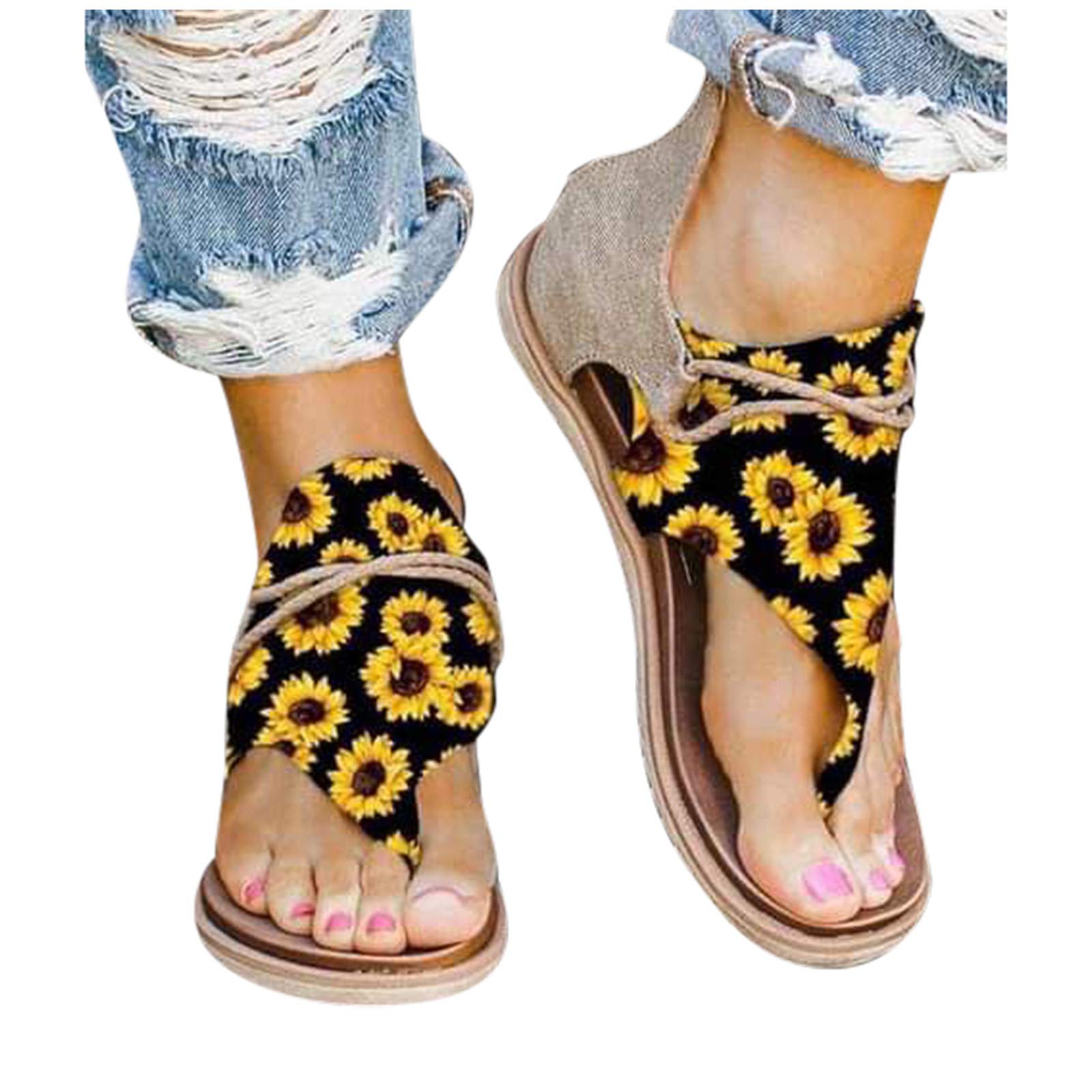 Women's Summer Sandals - Comfortable Flat Casual Roman Open Toe Beach Shoes | Perfect for Walking, Travel & Vacation Outfits