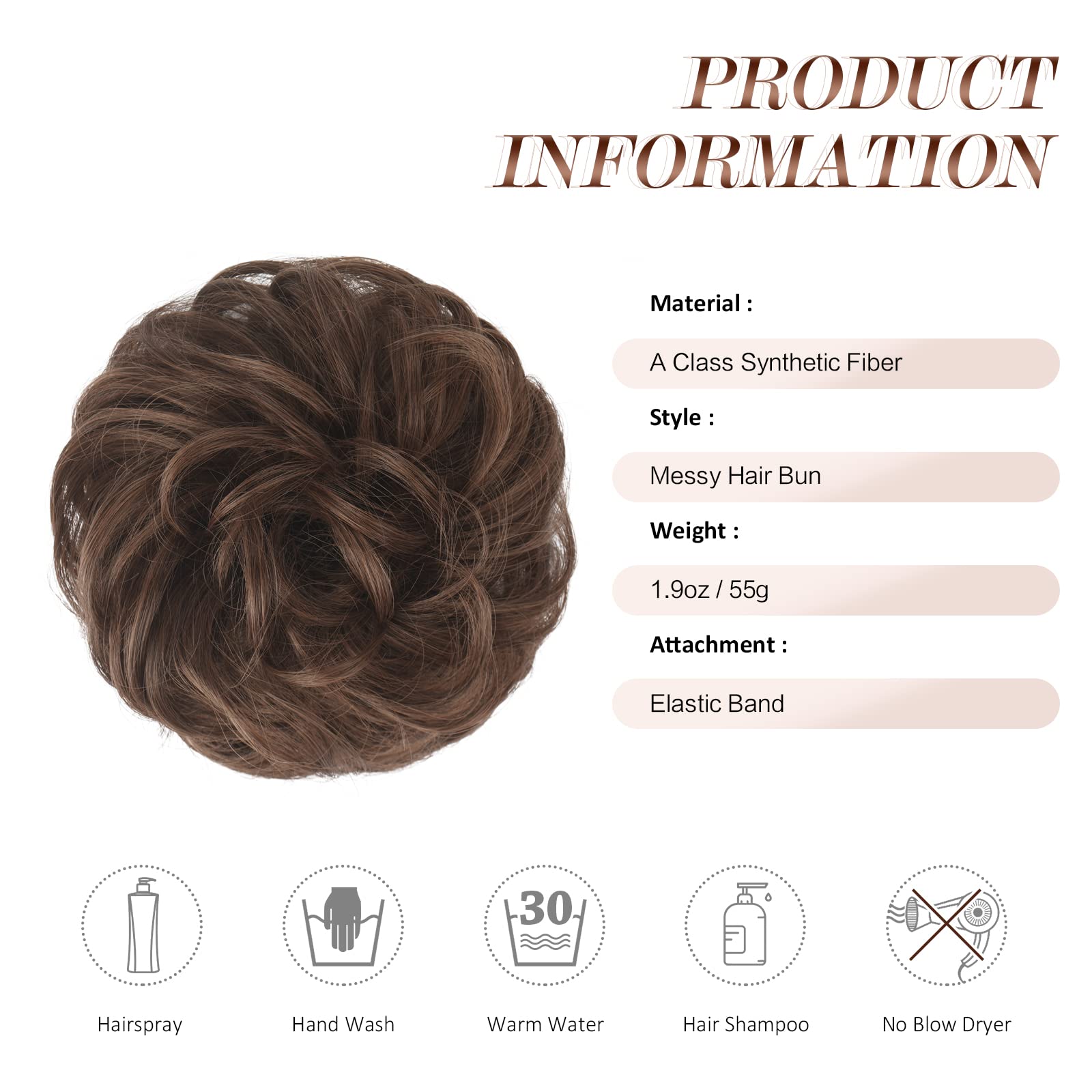 Large Curly Hair Bun Scrunchie Extension - Perfect for Ponytails, Updos & Everyday Hairstyles
