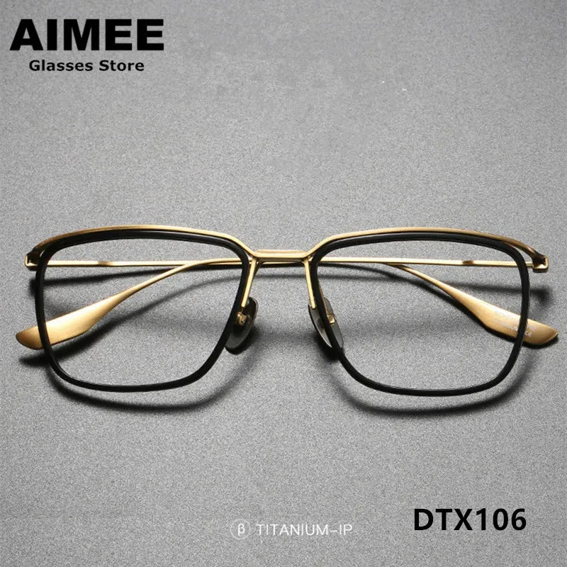 Aimee Unisex Full Rim Square Titanium Acetate Eyeglasses 20106 - Lightweight Durable Frames for Men & Women - Perfect for Reading, Work & Fashion Accessories