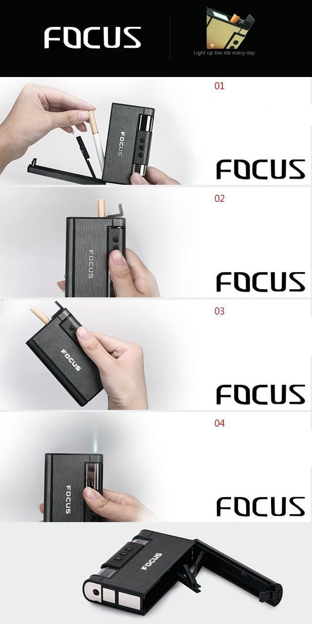 Premium Black Cigarette Case Dispenser with Butane Jet Torch Lighter - Holds 8 Cigarettes | Compact & Durable Metal Design | Perfect for Travel, Outdoor Smoking & Everyday Carry