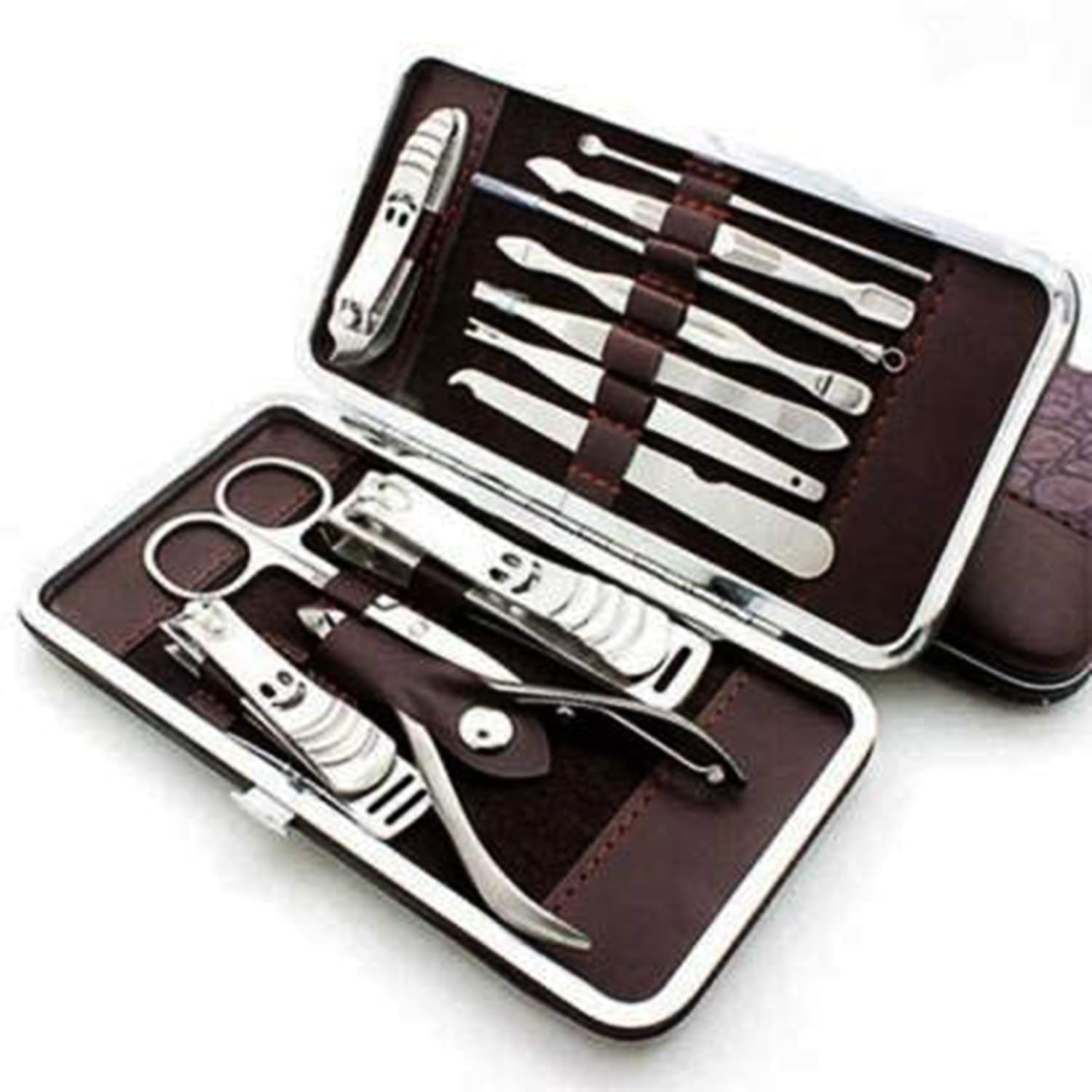 Hanumex® 9-in-1 Professional Pedicure & Manicure Kit for Home & Travel - Nail Care Set with Tools for Toenails & Fingernails - Perfect for Salon Quality Nails at Home, Gifts & Travel Essentials (Brown)
