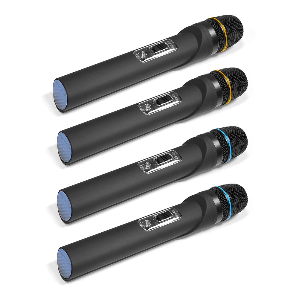 Pyle PDWM5500 Professional VHF Wireless Microphone System with 4 Handheld Mics - Ideal for Karaoke, Live Performances & Public Speaking Events