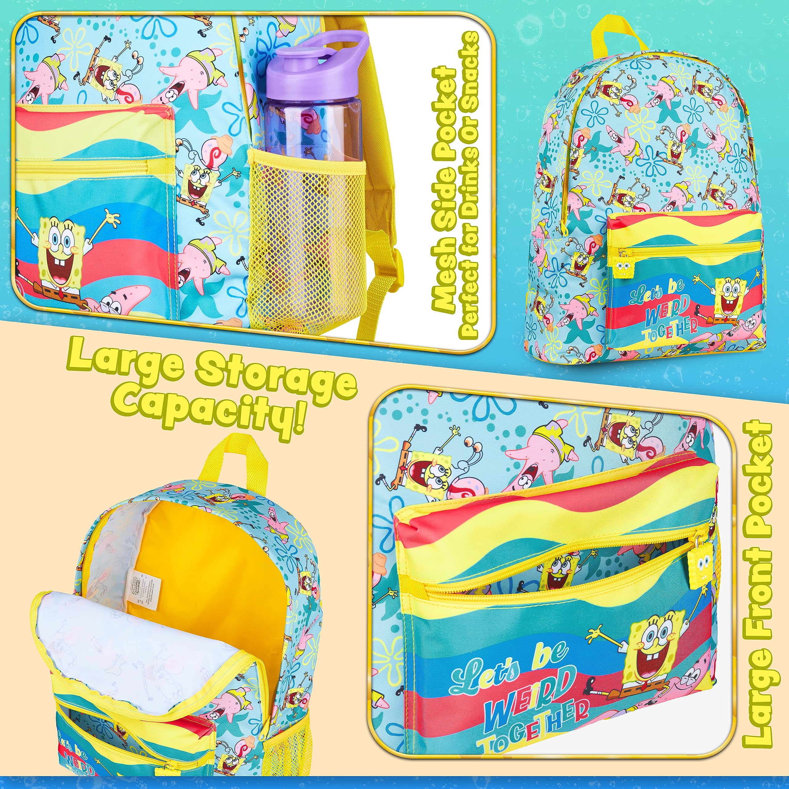 **SpongeBob SquarePants Kids Backpack for School - Official SpongeBob Gadget for Elementary & Middle School, Travel & Leisure - Durable & Stylish Backpack for Boys & Girls**    *(Perfect for School, Day Trips, and Everyday Adventures!)*