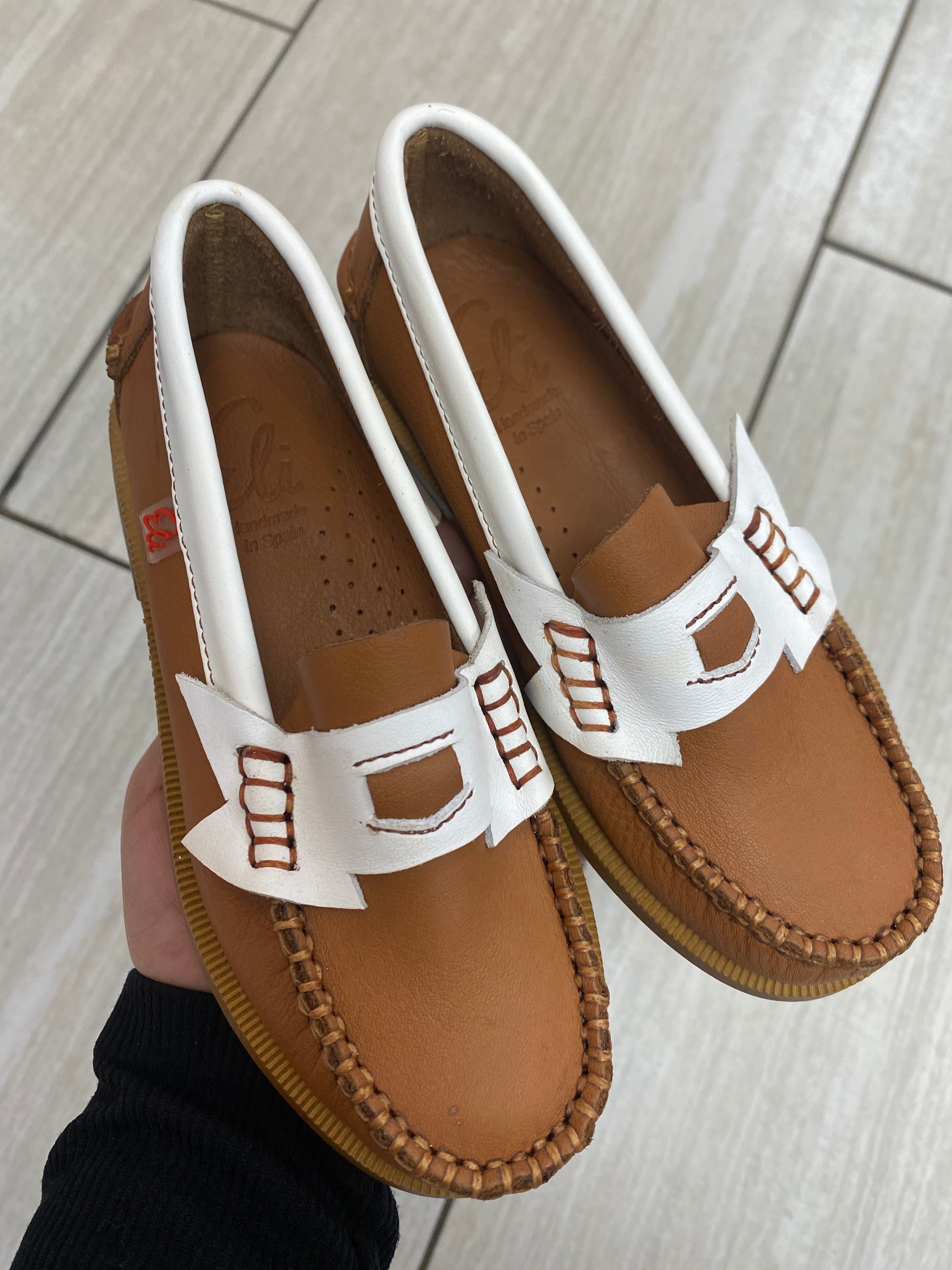 Stylish Camel & White Penny Loafers for Men - Comfortable Slip-On Dress Shoes for Business, Office & Casual Wear
