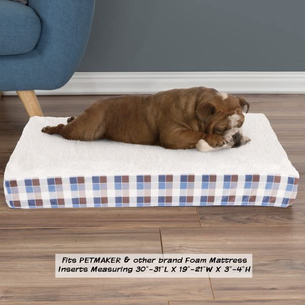 Orthopedic Dog Bed for Large Dogs - 2-Layer Memory Foam Support with Removable Sherpa Cover & Extra Replacement Cover - Perfect for Senior Dogs & Joint Pain Relief - Gray Pet Bed for Bedroom, Living Room & Crate Use