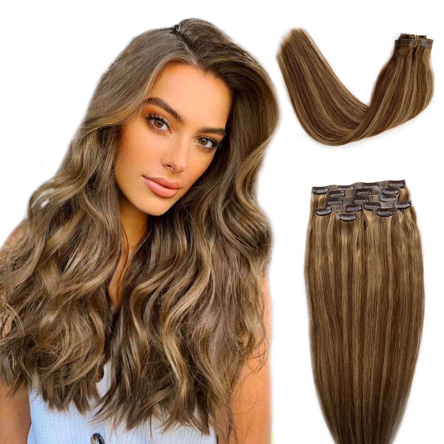 Ubetta 7-Piece Clip-In Human Hair Extensions - 14