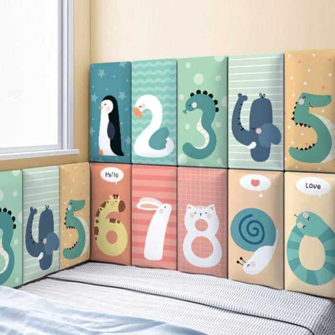 Jungle Safari Themed Kids Wall Padded Safety Cushions Set - Soft Corner Protectors for Baby Proofing & Nursery Decor (4-Pack) - Perfect for Playrooms, Daycares, and Children's Bedrooms