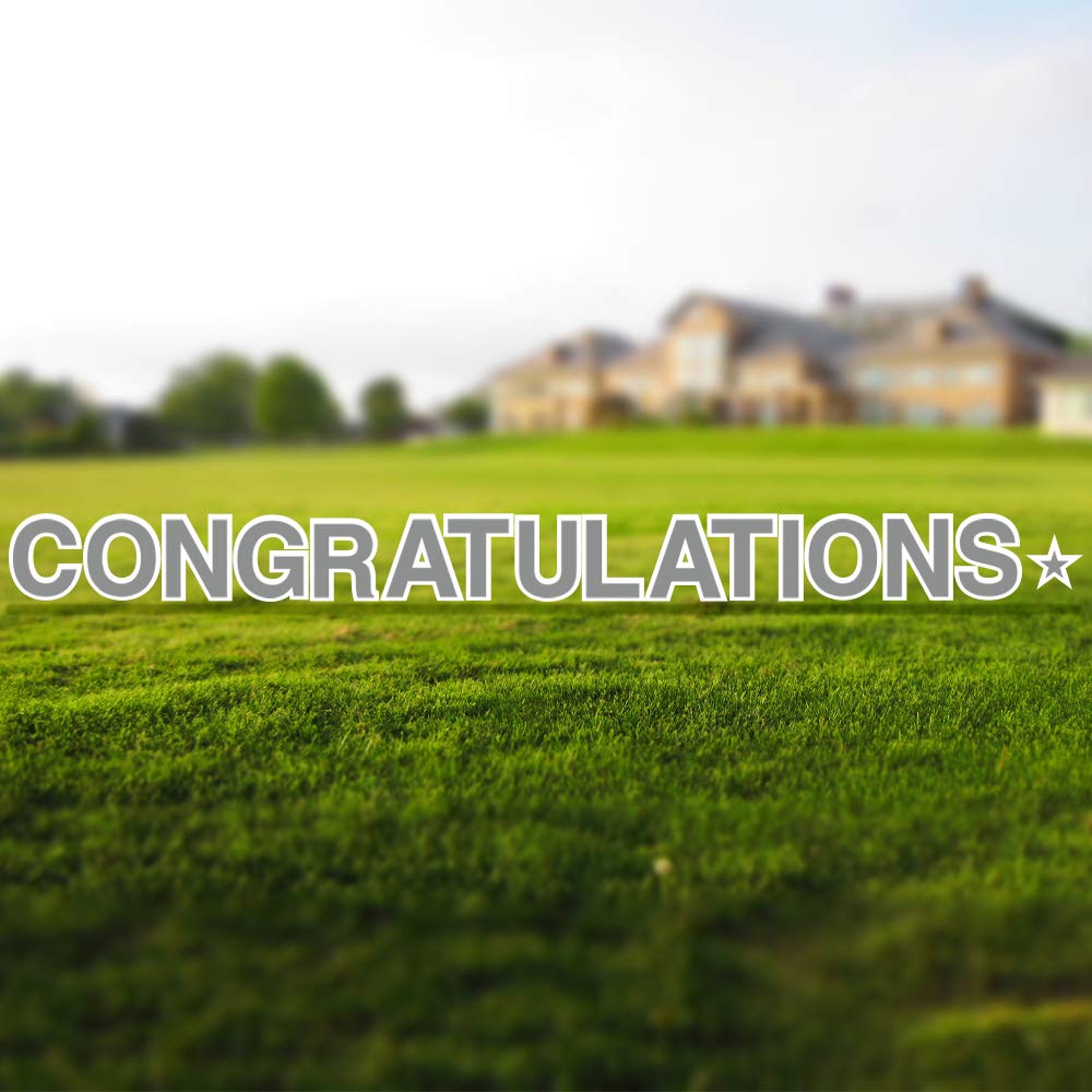 Vispronet 18in Tall Congratulations Yard Sign with Stakes - Weather-Resistant Outdoor Decor for Graduations, Birthdays & Special Events - Durable Steel Stakes & Grey Finish - Perfect for Lawn, Garden & Party Decorations