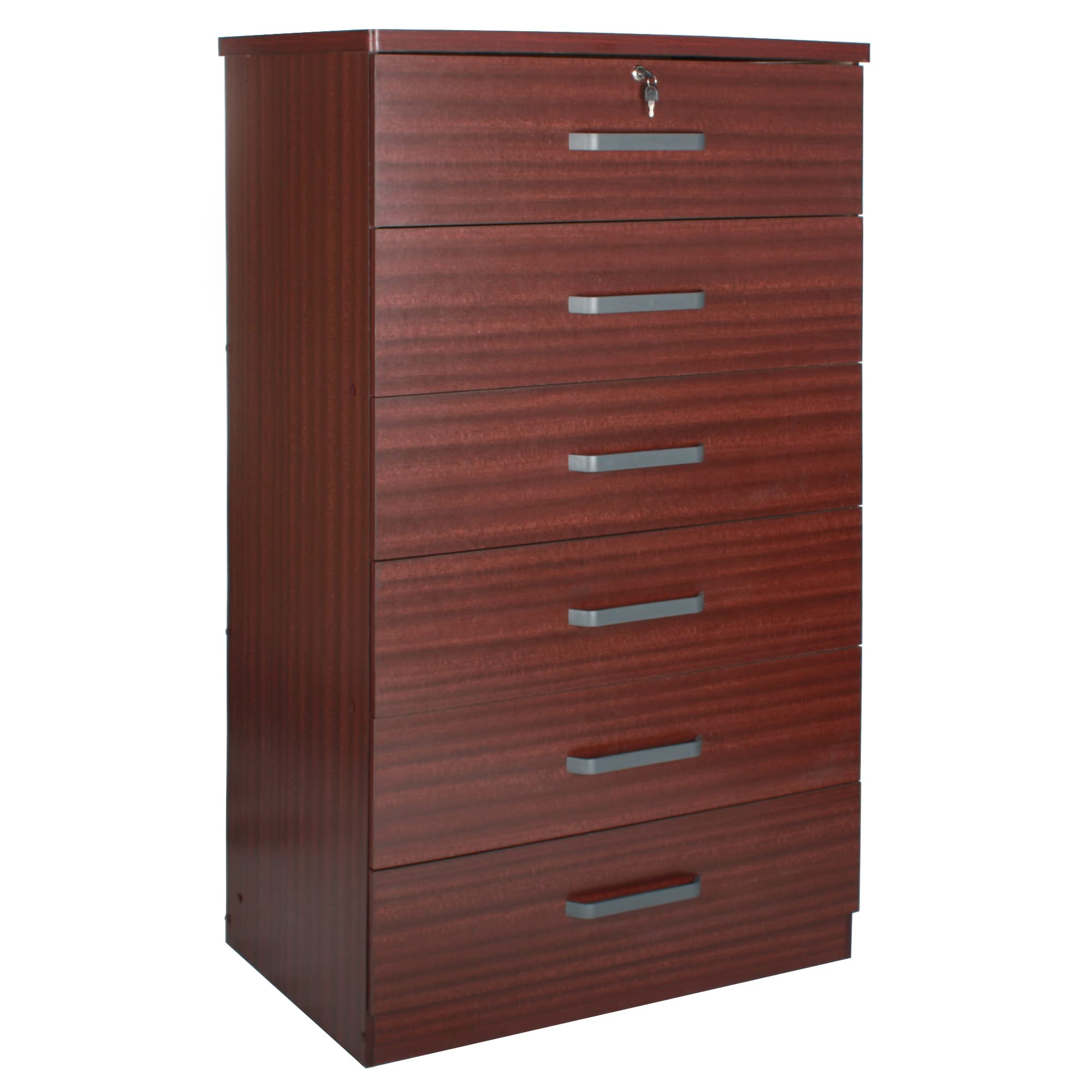Better Home Products Liz Super Jumbo 6 Drawer Storage Chest Dresser in Mahogany - Spacious Wooden Dresser for Bedroom, Closet Organization & Home Storage Solutions
