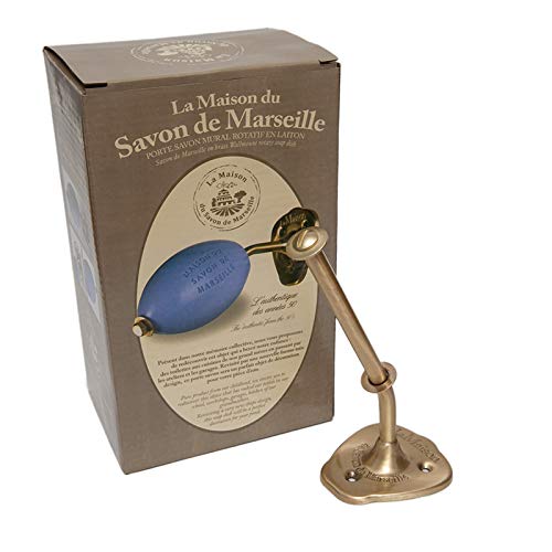 Wall Mounted Rotating Brass French Soap Holder with Marseille Donkey Milk Soap 270g - Rustproof Bathroom Organizer for Shower, Sink & Vanity Decor