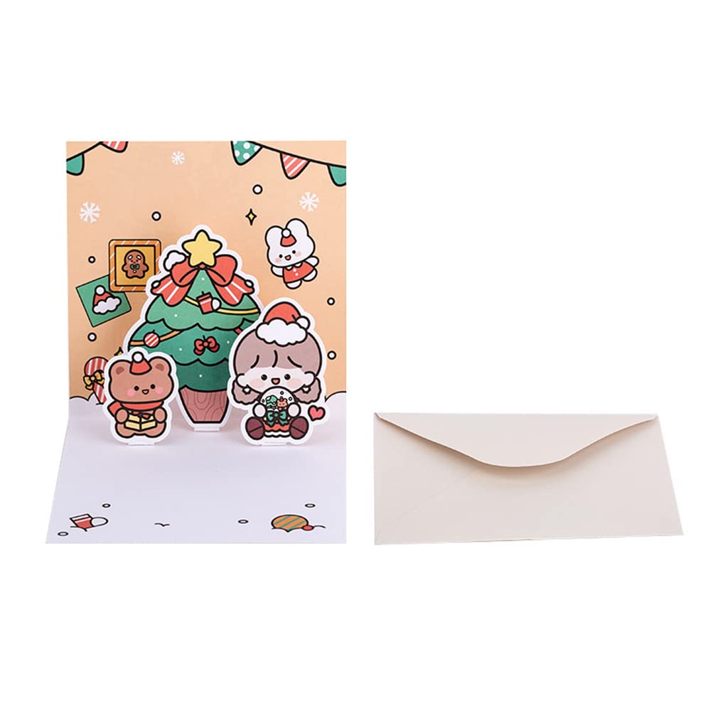 3D Pop Up Greeting Cards with Envelope - Cute Cartoon Birthday Christmas New Year Cards - Perfect for Holiday Gifts, Party Invitations & Special Occasions