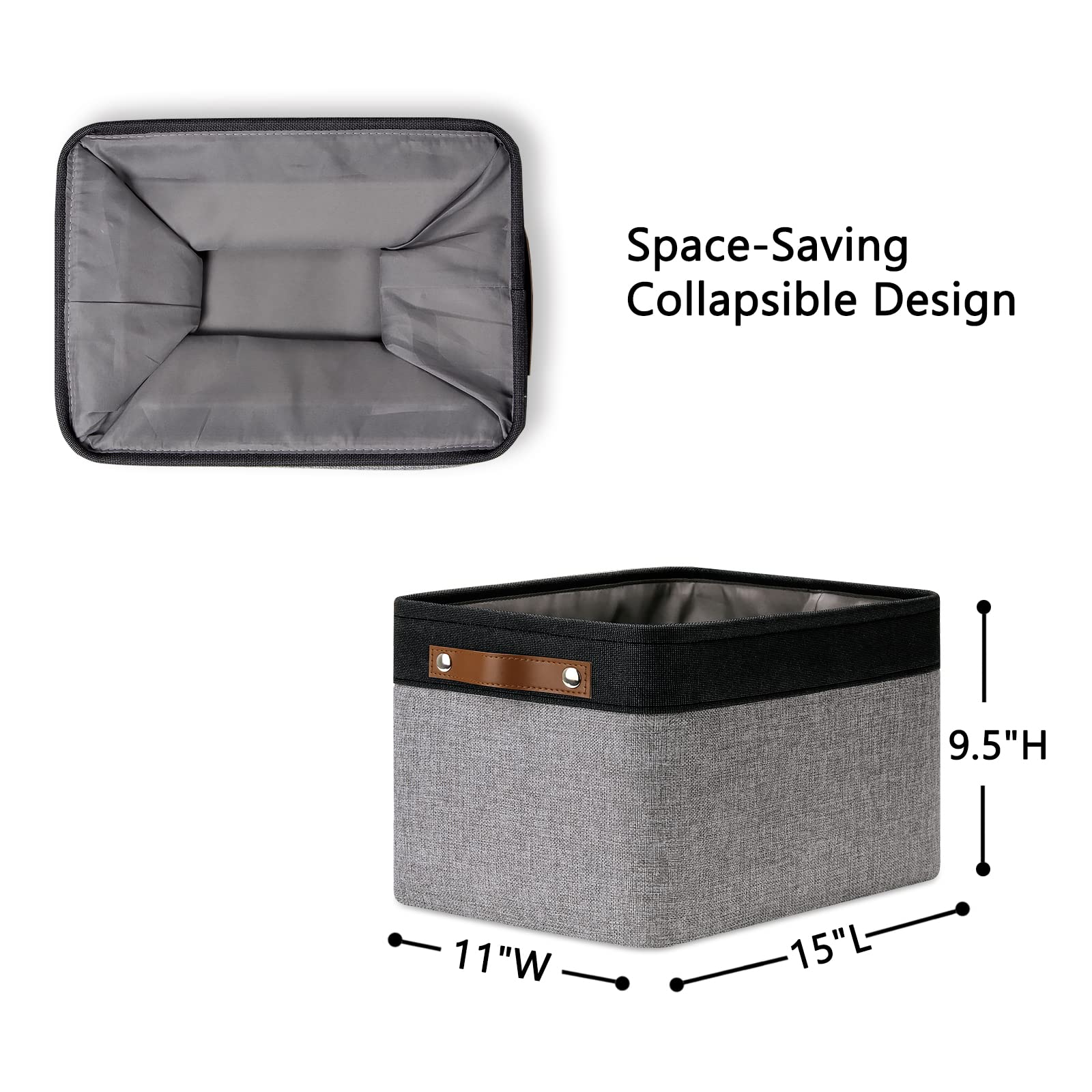 DULLEMELO Canvas Storage Bins with Handles - 4-Pack Fabric Organizer Baskets for Shelves, Bedroom, Office & Nursery - 15