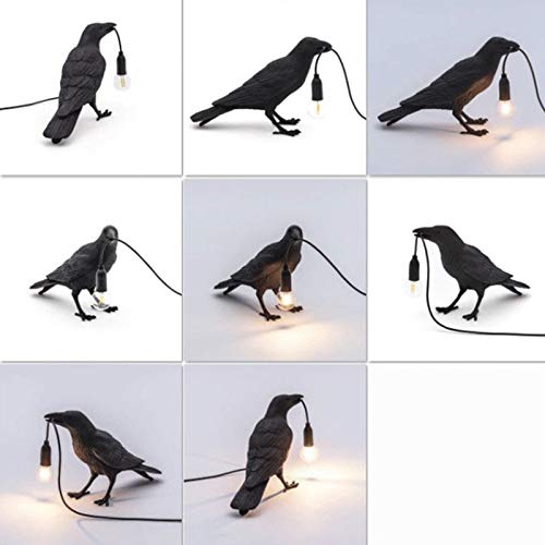 Luluckly Gothic Raven Table Lamp - Black Resin Crow Desk Light for Bedroom, Office & Study | Perfect for Halloween Decor, Gothic Home Decor & Dark Aesthetic Spaces