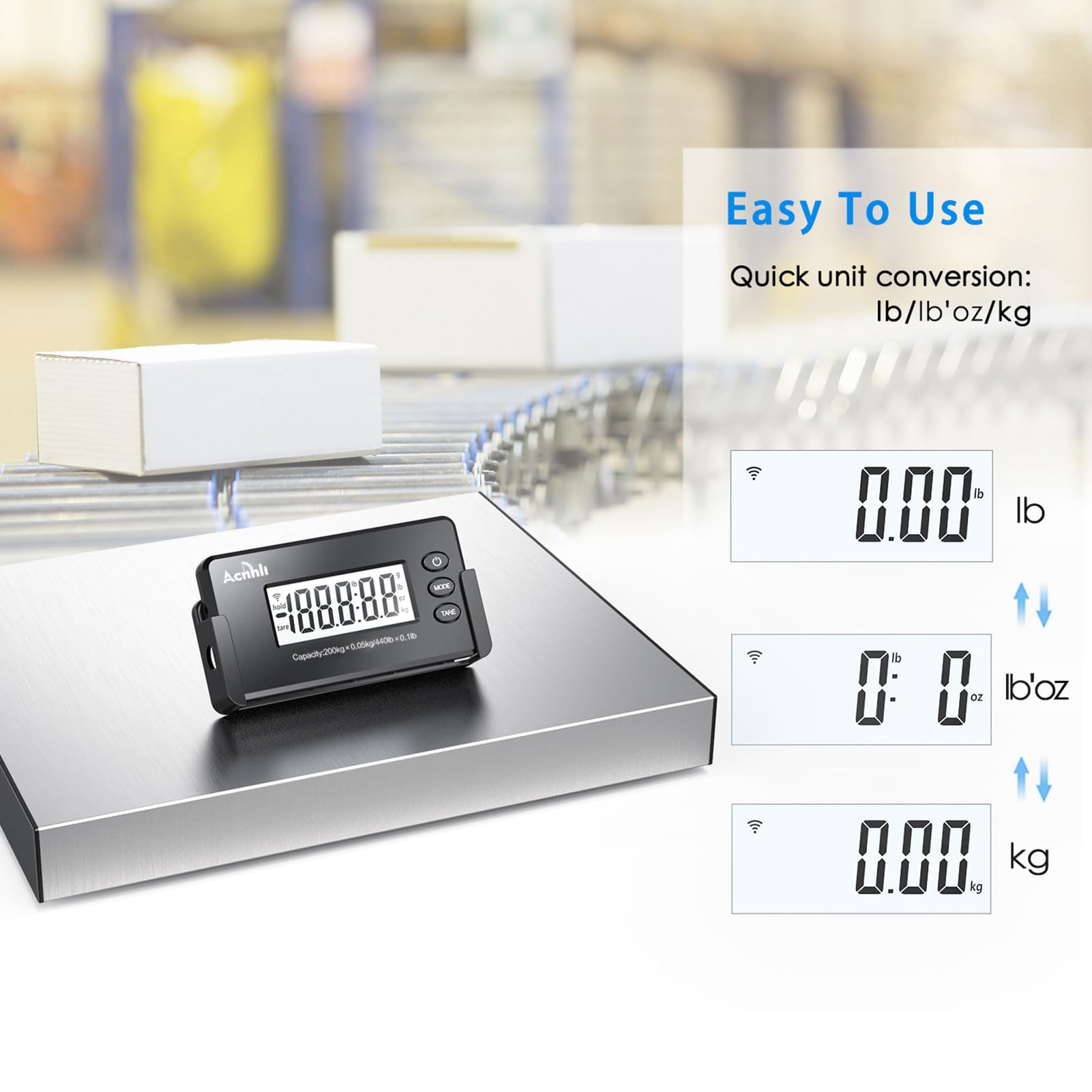 Heavy Duty 440 lb Digital Postal Scale - Stainless Steel Smart Shipping Scale for Warehouse, Home & Courier - Includes Adapter & Manual | Perfect for E-commerce, Logistics & Package Weighing