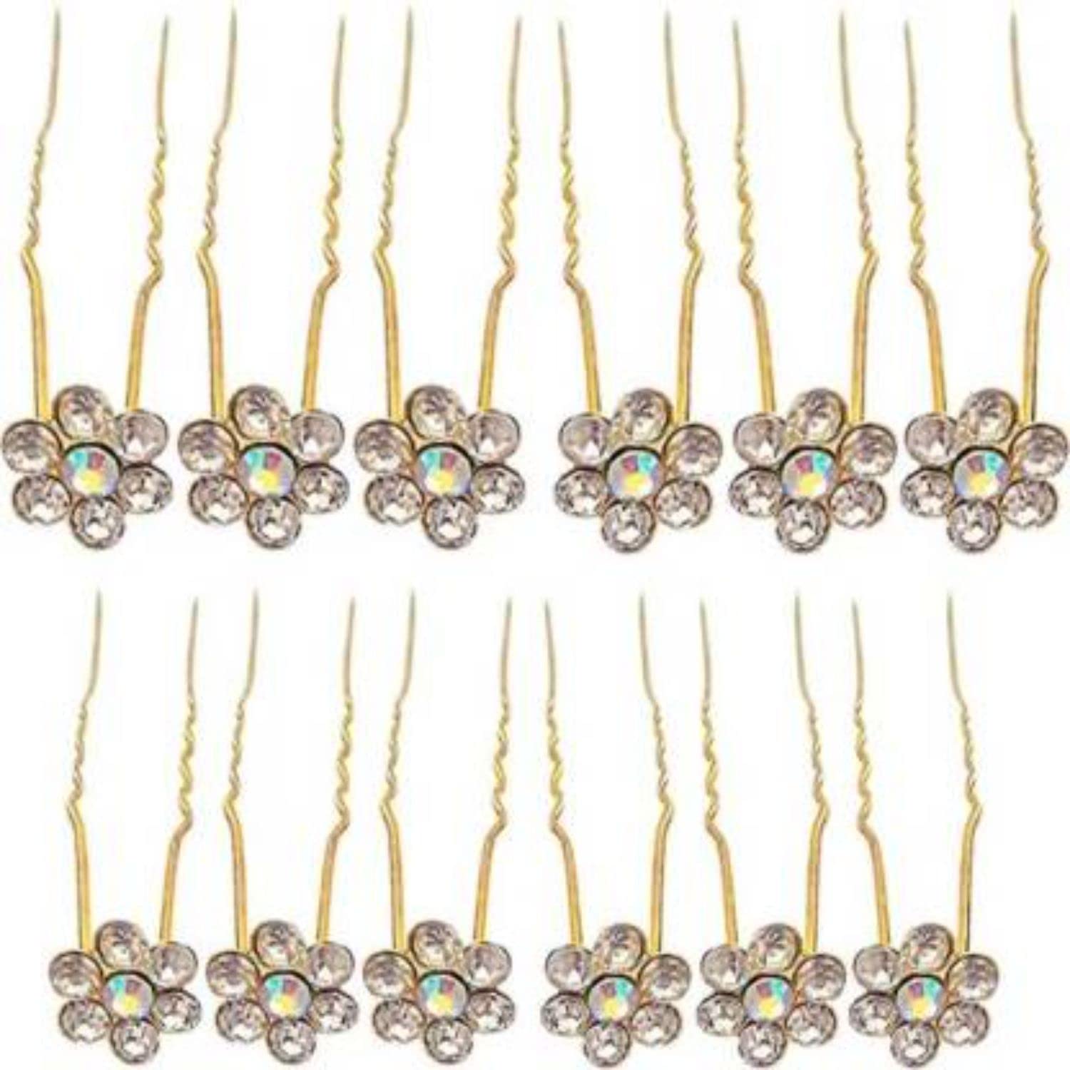 Shidara 12-Piece Gold Diamond Hair Pin Set - Elegant Bridal Hair Accessories for Weddings, Parties & Special Occasions
