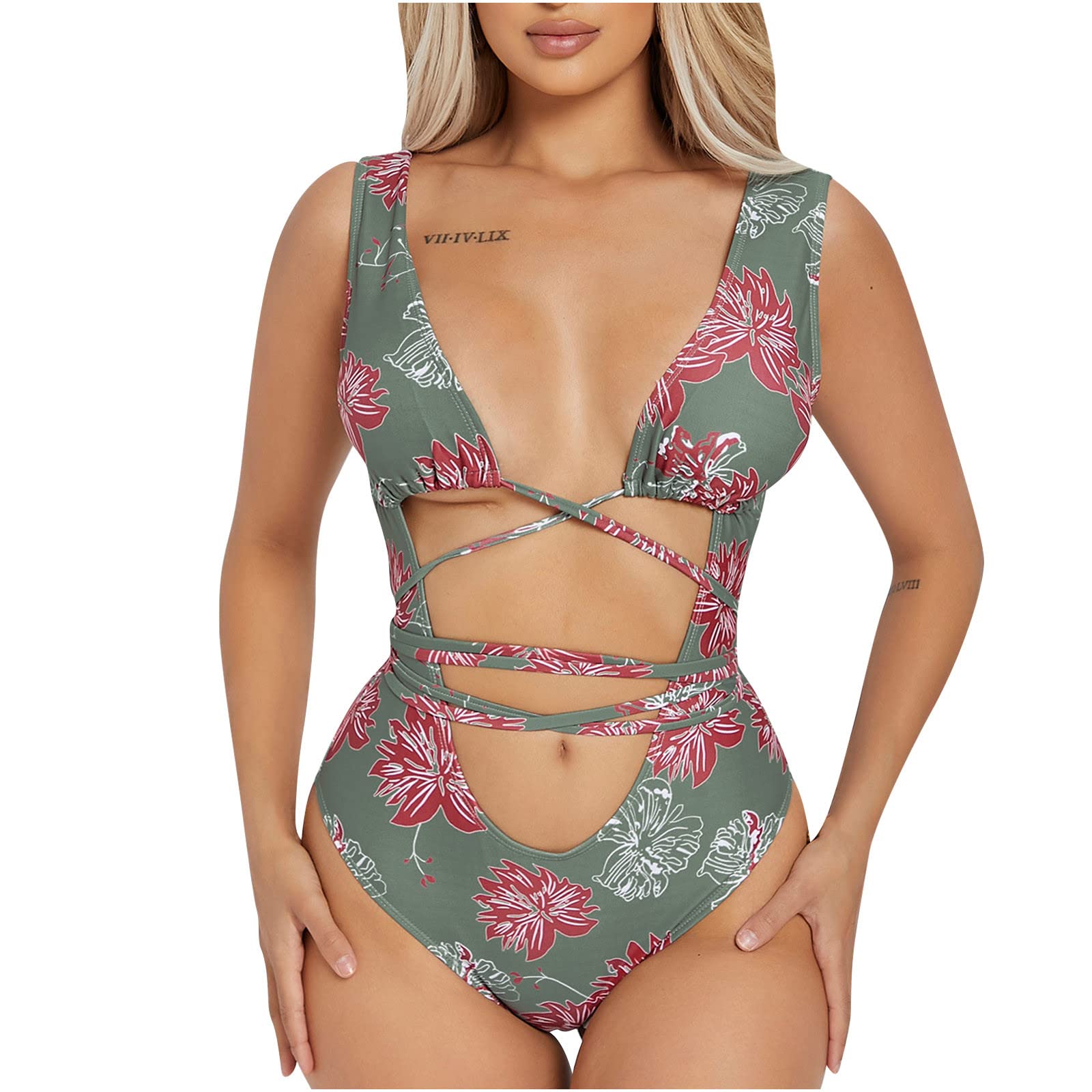 LLQQ Women's One Piece Swimsuits - Tummy Control Ruched Athletic Swimsuit with High Neck | Perfect for Swimming, Beach Vacations & Water Sports