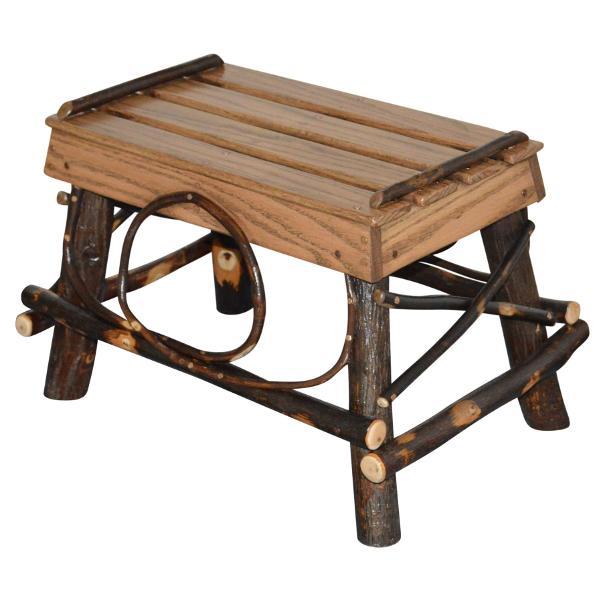 Premium Hickory Wood Foot Stool - Rustic Home Decor, Comfortable Ottoman for Living Room, Bedroom & Office - Handcrafted Solid Wood Furniture for Relaxing & Extra Seating