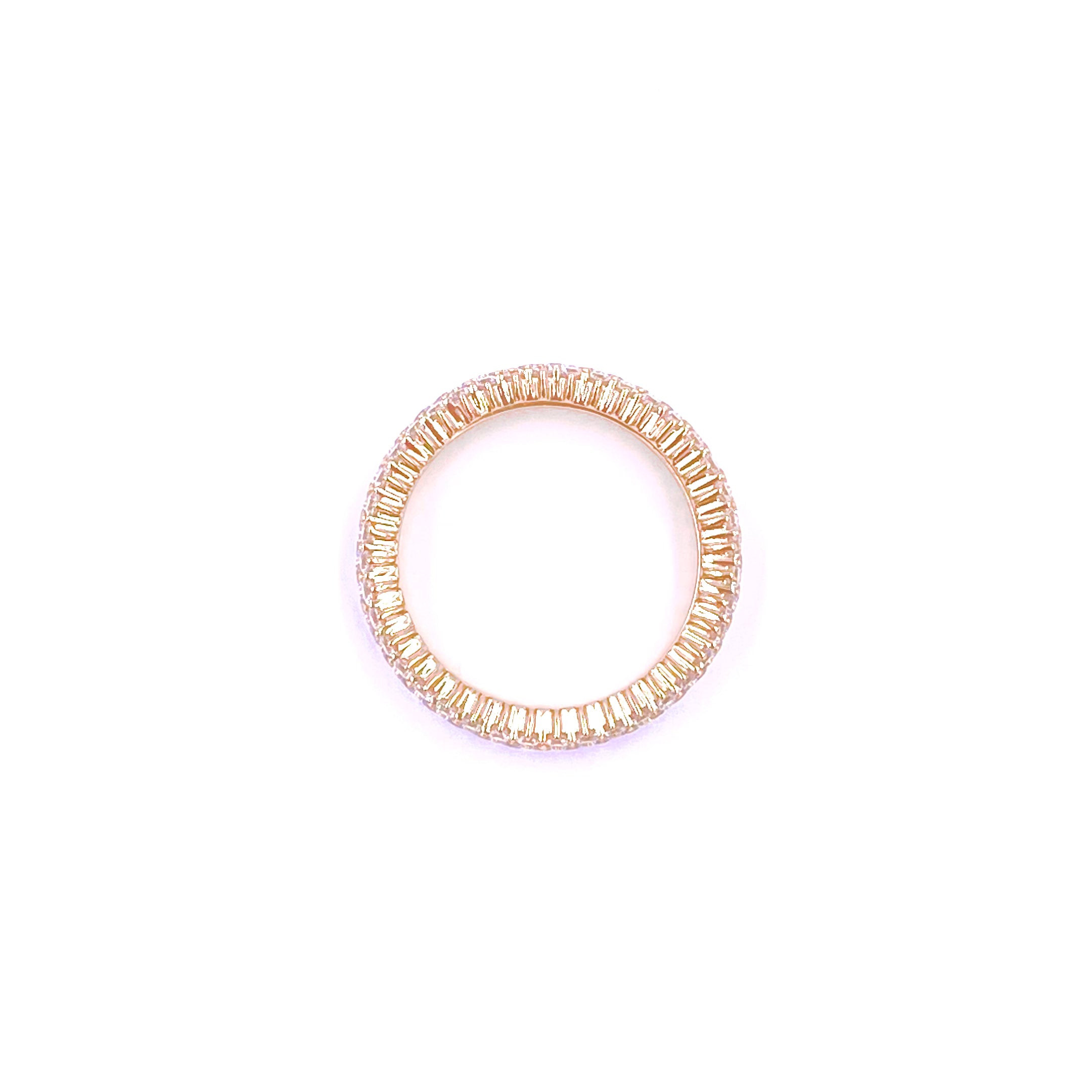 Sterling Silver Gold Plated CZ Eternity Band Ring with Bead Set - Elegant Wedding, Engagement, Anniversary Jewelry Gift for Women
