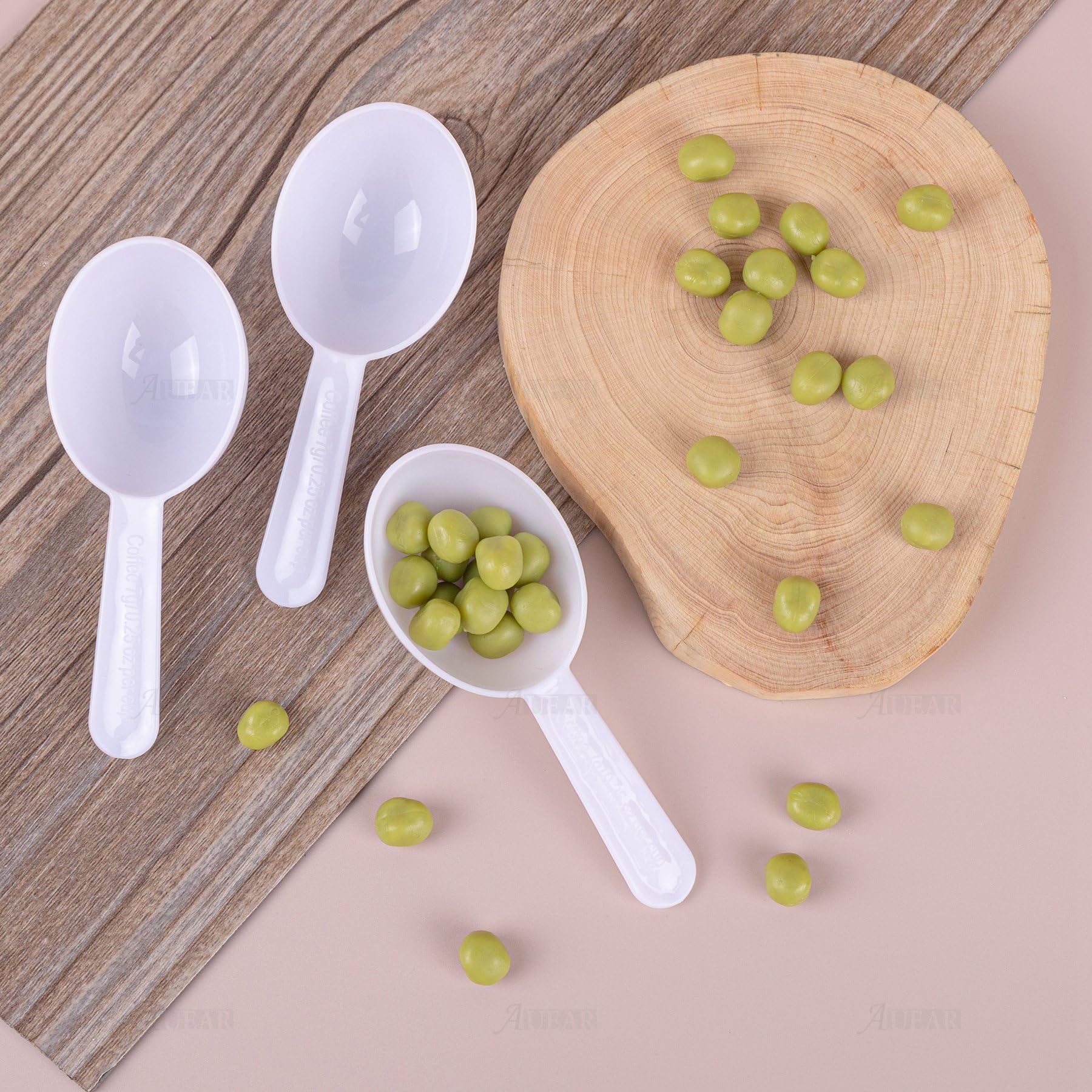 AUEAR 5-Pack White Plastic Tablespoon Coffee Scoop - Perfect for Measuring Coffee, Fruit Powder, Seeds & Spices | Ideal for Kitchen, Baking & Coffee Brewing