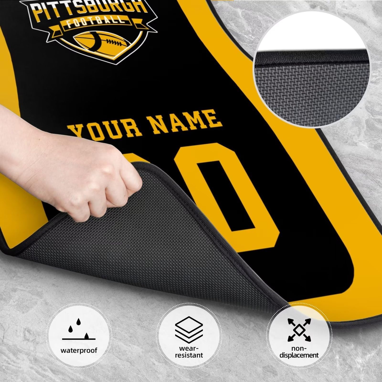 Custom Pittsburgh Steelers Car Floor Mats - Personalized Name & Number for Loyal Fans, 4-Piece Set, Universal Fit for Most Vehicles | Perfect Car Interior Accessories & Gift for Football Enthusiasts | Game Day, Tailgating & Everyday Driving