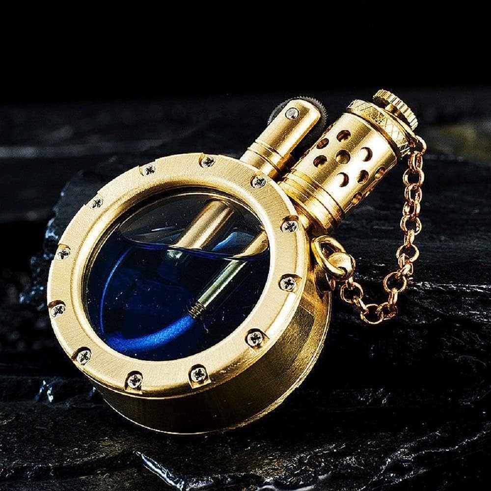 Vintage Steampunk Kerosene Lighter - Unique Metal Round Gift for Men (Father's Day, Camping)