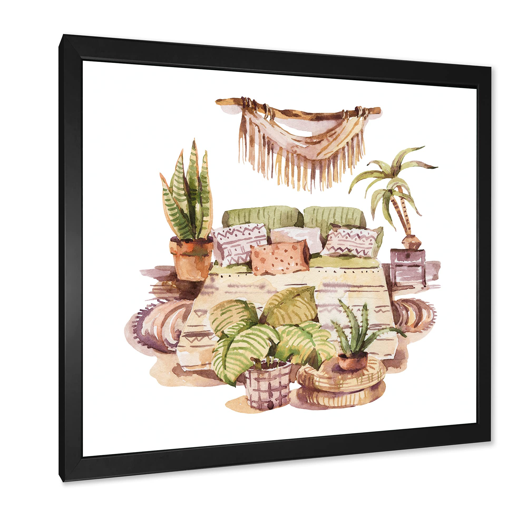 DesignQ Indoor House Plants Urban Jungle IV Traditional Framed Wall Art - Botanical Home Decor for Living Room, Bedroom & Office - Perfect for Plant Lovers & Nature-Inspired Interior Design