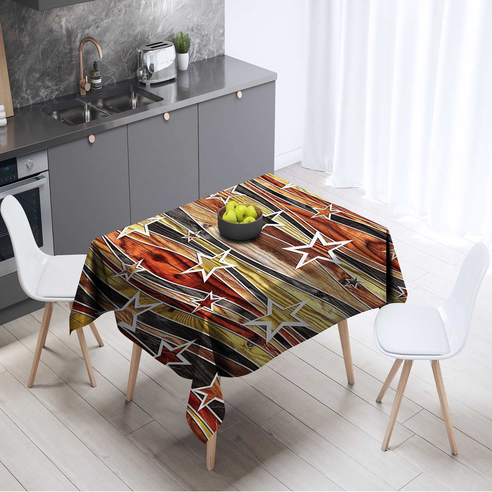 Rustic Rectangle Waterproof Tablecloth 60x102 Inch - Durable Kitchen Dining Table Cover for Party, Holiday, Christmas, Buffet & Coffee Table - Perfect for Farmhouse Decor, Indoor & Outdoor Use