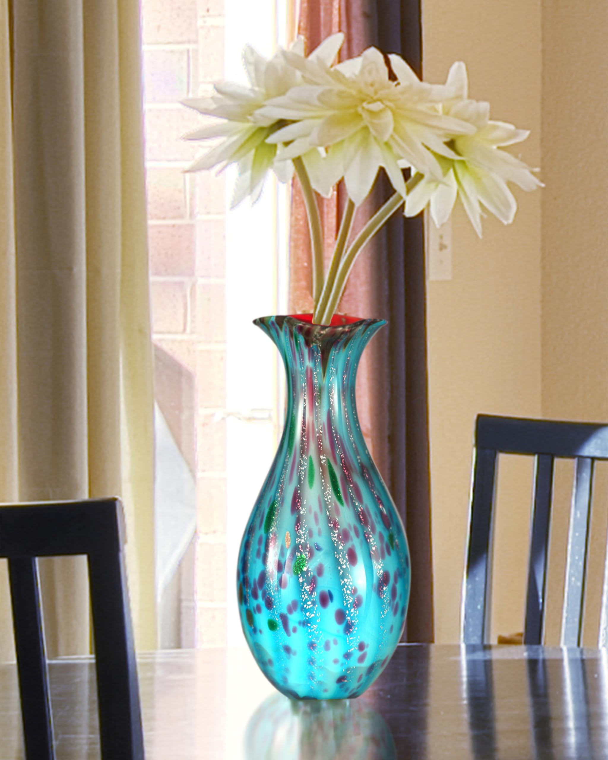 Dale Tiffany Lagood Hand Blown Art Glass Vase - Elegant Home Decor for Living Room, Dining Table & Wedding Centerpiece