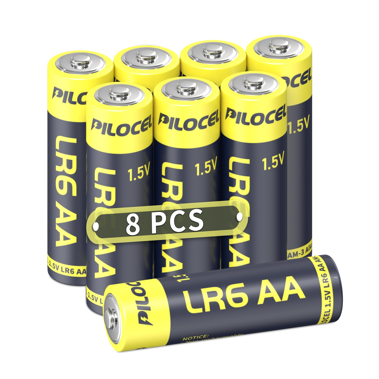 8 Pack AA Alkaline Batteries 1.5V - Long Lasting High Capacity LR6 Double A Batteries with 10 Year Shelf Life - Perfect for PC Mouse, Keyboard, Remote Control, Toys, Clocks and Home Electronics