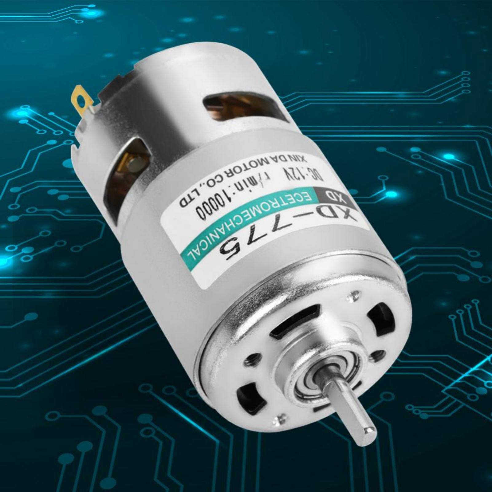XD-775 12V DC High Speed Motor 10000RPM with Double Ball Bearings - Low Noise Gear Motor for Small Lathes, Precision Machinery & Battery Cars | Ideal for DIY Projects, Robotics & Power Tools