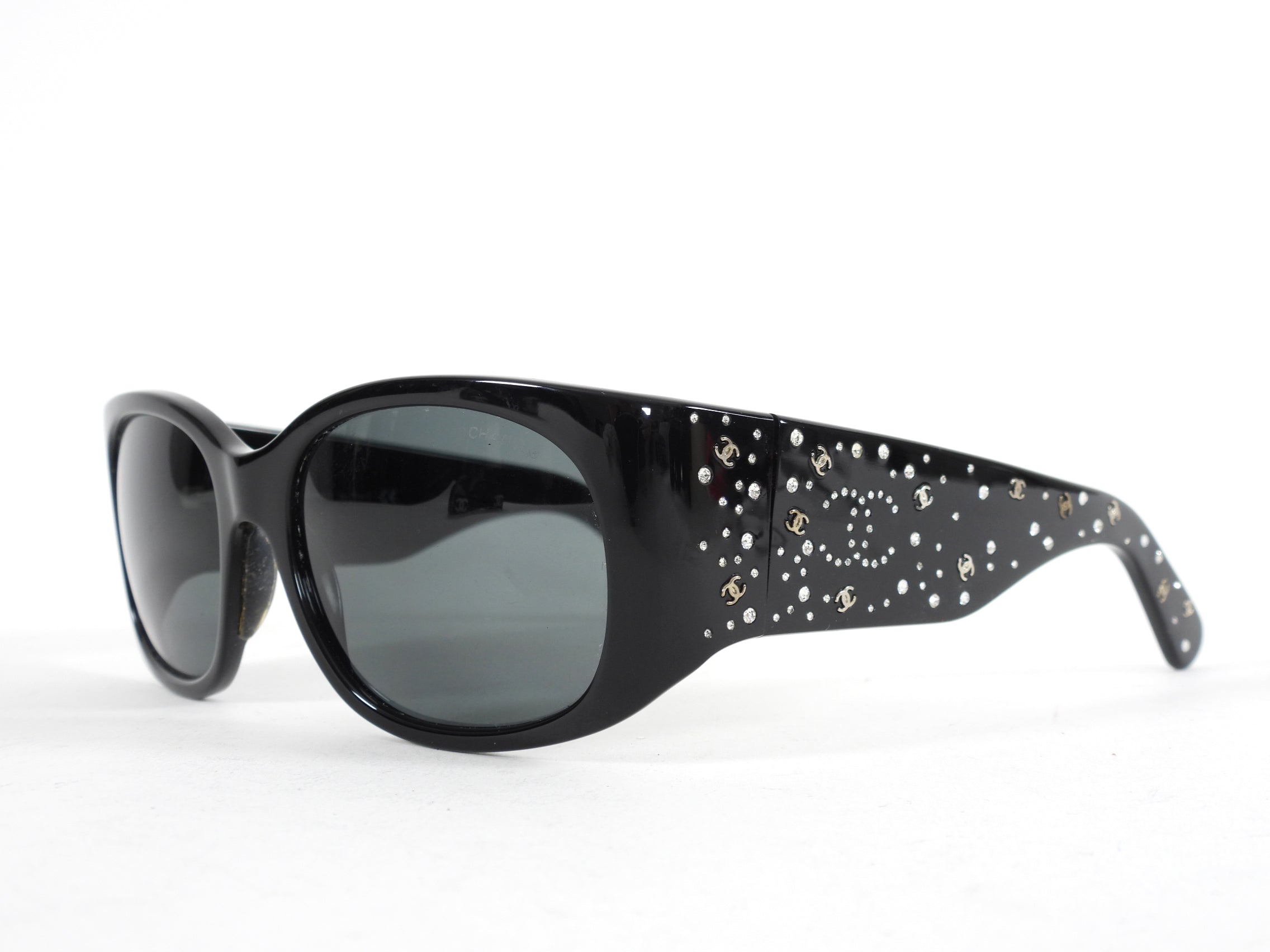 Chanel Black 5134B CC Logo Crystal Sunglasses for Women - Luxury Designer Shades for Fashion & Sun Protection - Perfect for Beach, Driving & Outdoor Activities