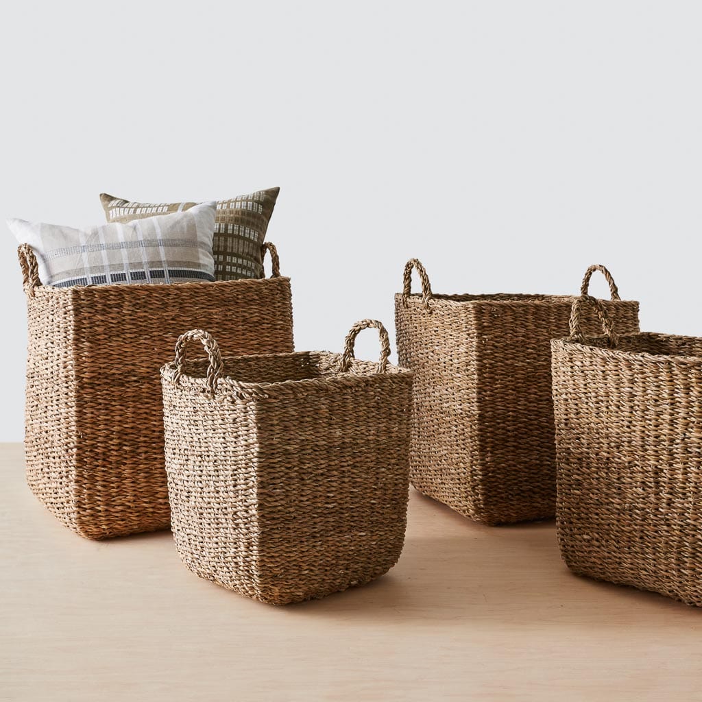 Padma Square Storage Baskets - Woven Decorative Bins for Home Organization - Perfect for Bedroom, Bathroom & Closet Storage