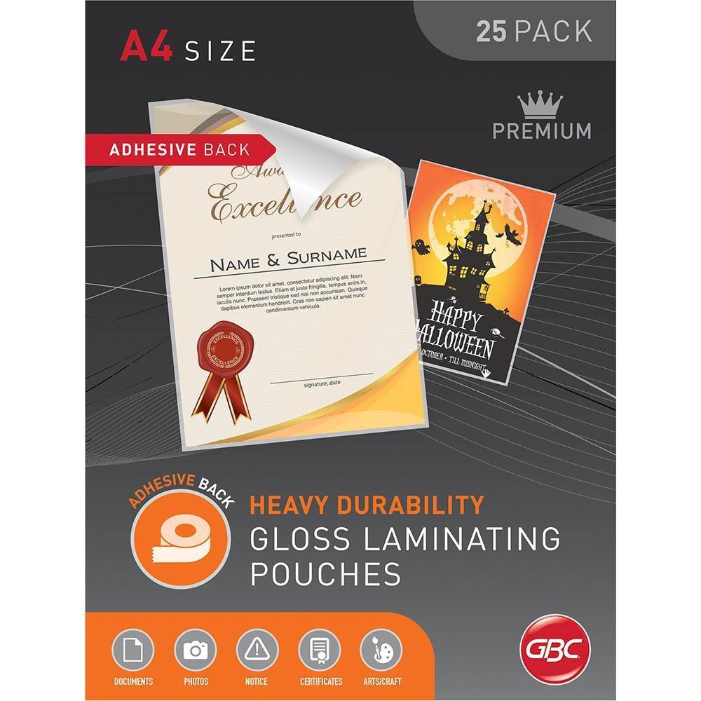 5 Pack GBC A4 Clear Adhesive Laminating Pouches - 125 Micron Thick for Document Protection - Perfect for School, Office, and Home Use