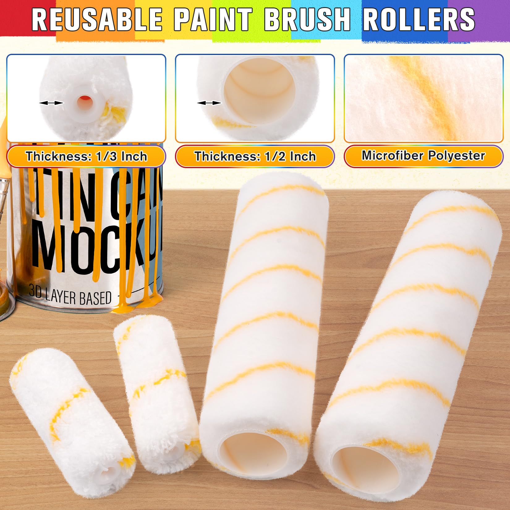 **DIYSELF 13-Piece Paint Roller Kit - 4/9 Inch Professional Wall Painting Set with Durable Roller Brushes & Tools for Home Interior Painting & DIY Projects**