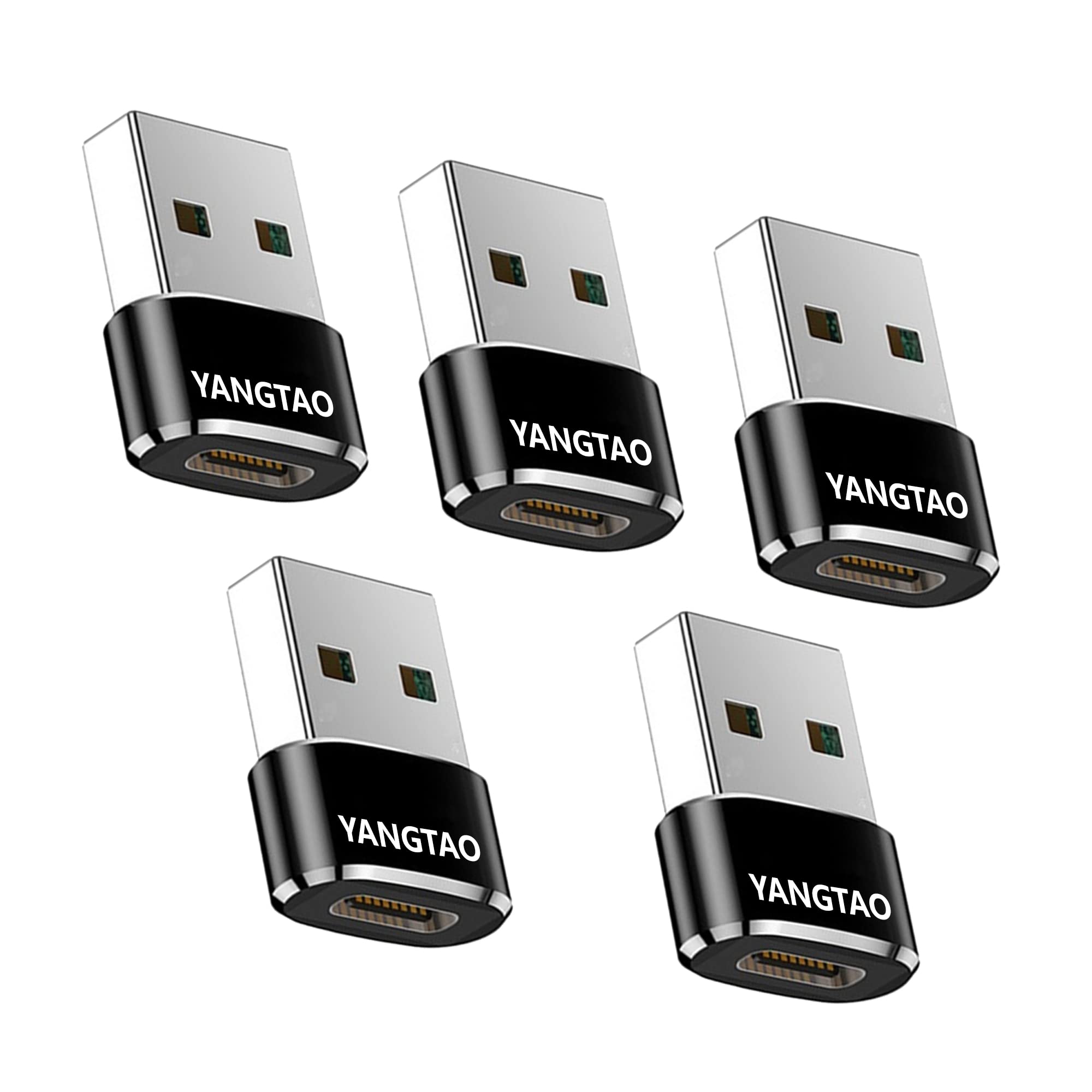 5-Pack YANGTAO USB to USB C Adapter, USB C Female to A Male Converter - Compatible with iPhone 14/13/12/11 Pro Max/Mini, Apple Watch Ultra/Series 8/7/SE, AirPods, iPad Air, Samsung Galaxy S23/S22 - Fast Charging & Data Sync for Home, Office & Travel
