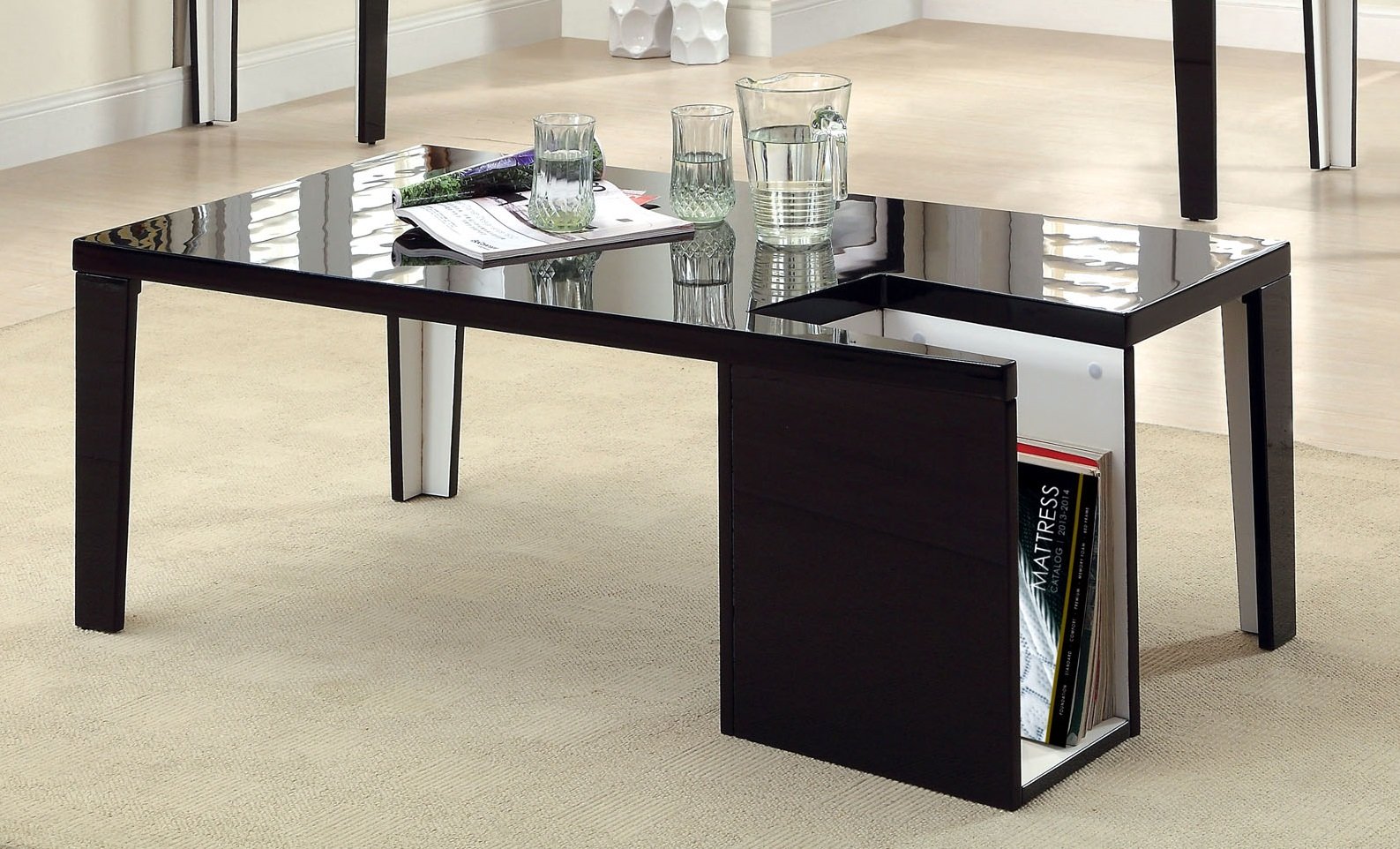 Modern Coffee Table by Furniture of America - Leblanc Black & White Finish for Living Room, Lounge & Office Decor | Stylish Centerpiece for Home & Workspace