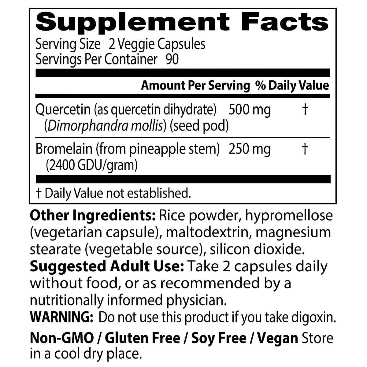 Doctor's Best Quercetin Bromelain 180 Veggie Capsules - Immune Support Supplement with Antioxidant Properties for Allergy Relief & Respiratory Health | Vegetarian, Non-GMO | Ideal for Seasonal Wellness & Active Lifestyle